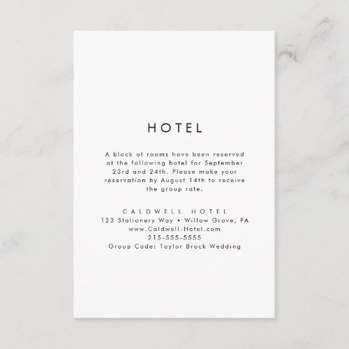 Chic Typography Hotel Enclosure Card