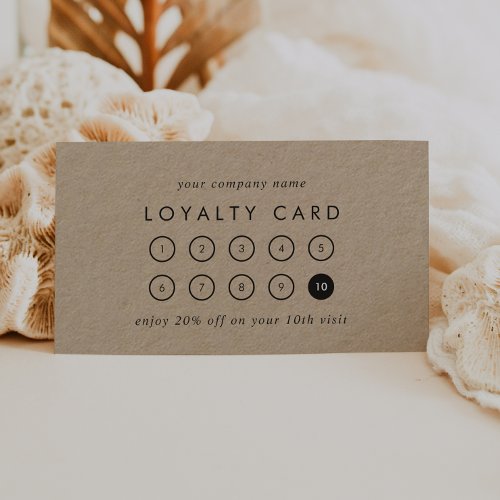 Chic Typography Kraft Business Reward 10 Punch Loyalty Card