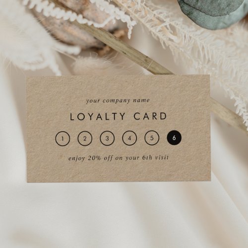 Chic Typography Kraft Business Reward 6 Punch Loyalty Card