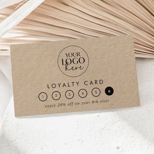 Chic Typography Kraft Logo Business Reward 6 Punch Loyalty Card