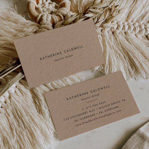 Chic Typography Kraft Paper Business Card