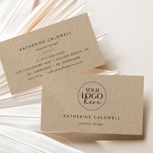 Chic Typography Kraft Paper Logo Business Card