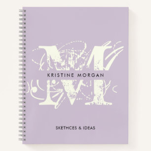 Chic typography lavender monogram name notebook