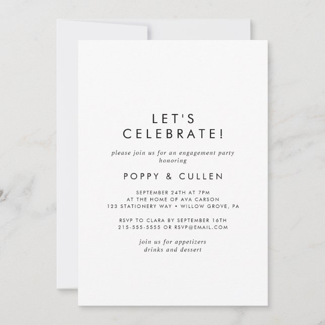 Chic Typography Let's Celebrate Invitation (Front)