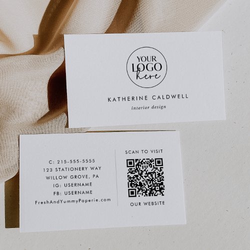 Chic Typography Logo and QR Code Business Card
