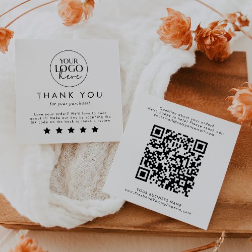 Chic Typography Logo QR Code Leave A Review Square Business Card