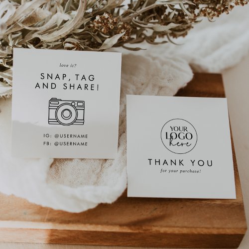 Chic Typography Logo Social Media Share Thank You Square Business Card