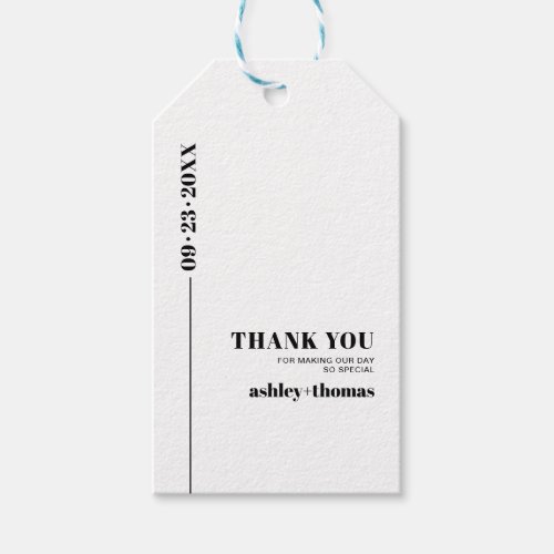 Chic typography minimalist Thank You wedding Gift Tags