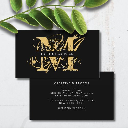 Chic typography monogram name business card