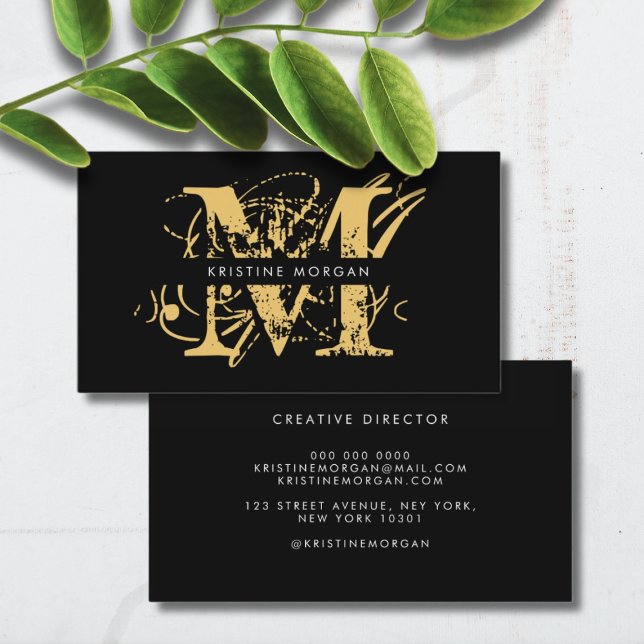 Chic typography monogram name business card (Creator Uploaded)