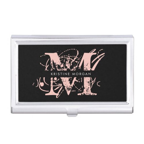 Chic typography monogram name business card case