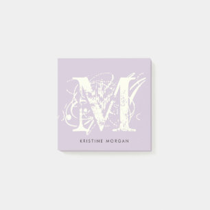 Chic typography monogram name post-it notes
