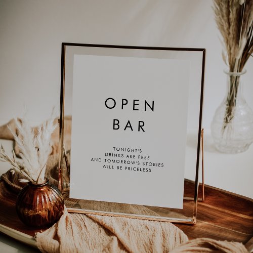 Chic Typography Open Bar Sign