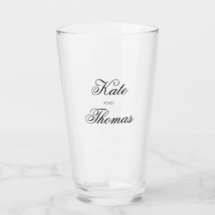Chic Typography Personalized Bride and Groom Names Glass