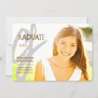 Chic Typography Photo Graduation Invitation