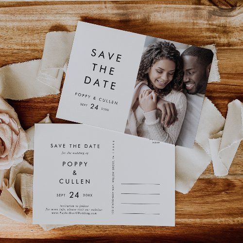 Chic Typography Photo Save the Date Invitation Postcard