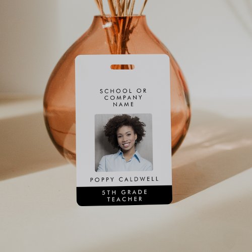 Chic Typography Photo Small Business or Teacher ID Badge