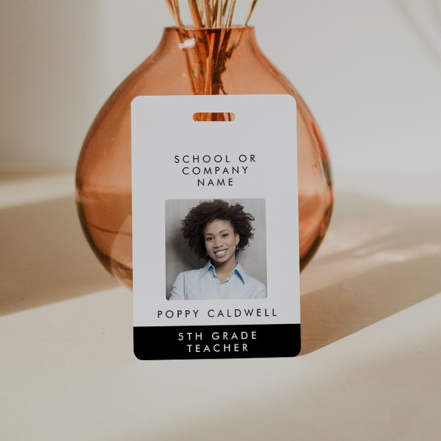 Chic Typography Photo Small Business or Teacher ID Badge (Creator Uploaded)