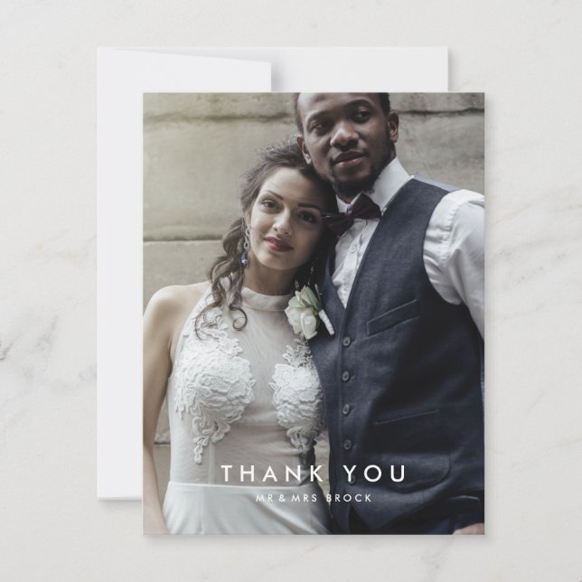 Chic Typography Photo Template Thank You Card (Front)