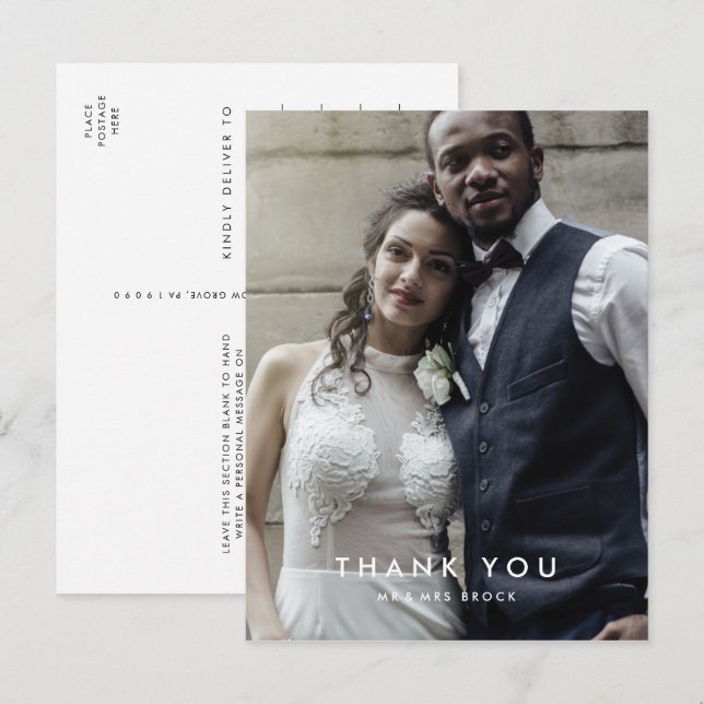 Chic Typography Photo Template Thank You Postcard (Front/Back)