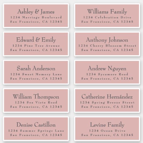 Chic Typography Pink Wedding Guest Address Labels