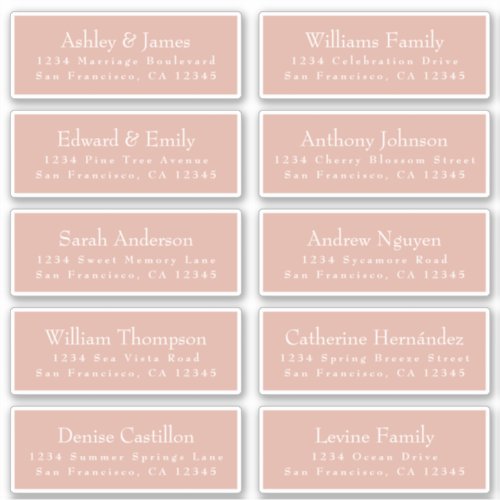 Chic Typography Pink Wedding Guest Address Labels