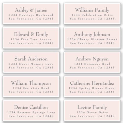 Chic Typography Pink Wedding Guest Address Labels