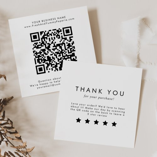 Chic Typography QR Code Leave A Review Square Business Card