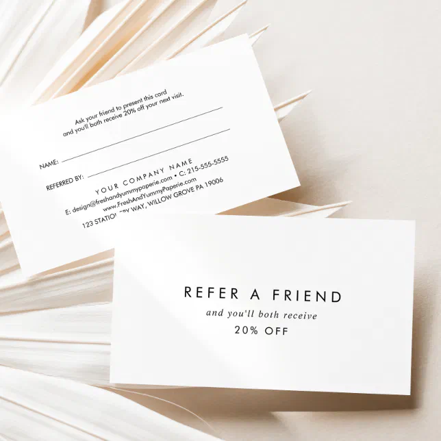 Chic Typography Refer A Friend Referral Card Zazzle 2988