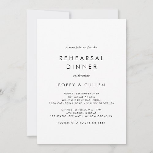 Chic Typography Rehearsal Dinner Invitation