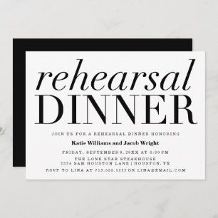 Chic Typography Rehearsal Dinner Invitations