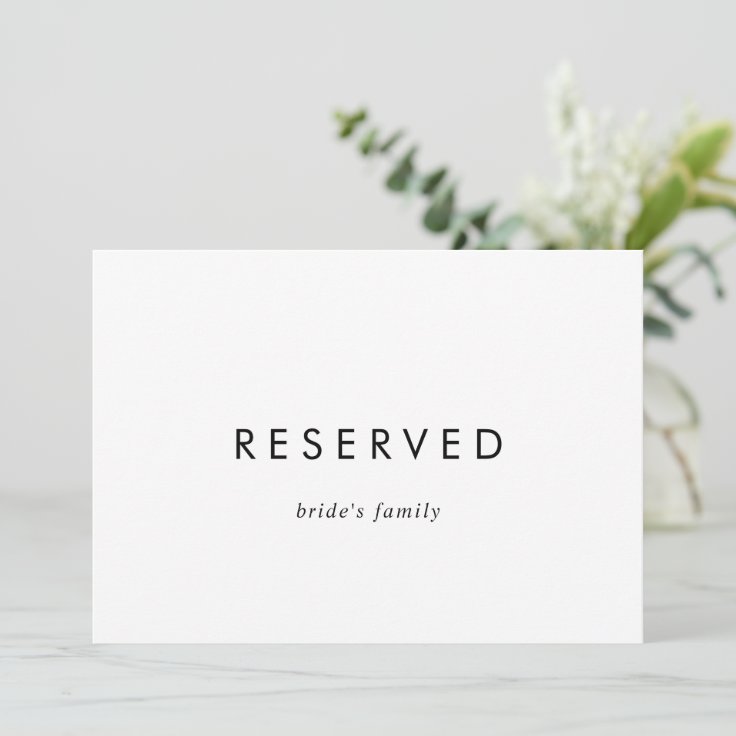 Chic Typography Reserved Sign | Zazzle