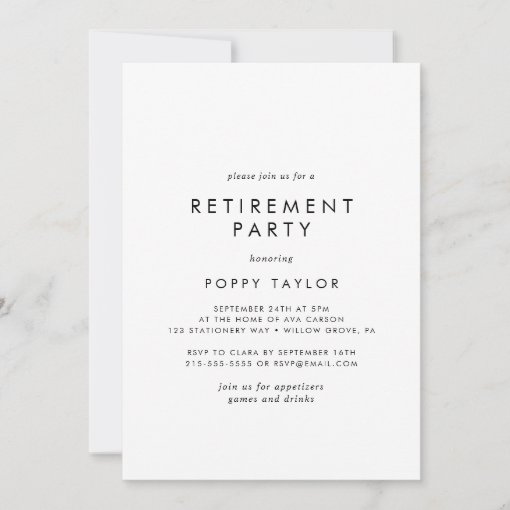 Chic Typography Retirement Party Invitation | Zazzle