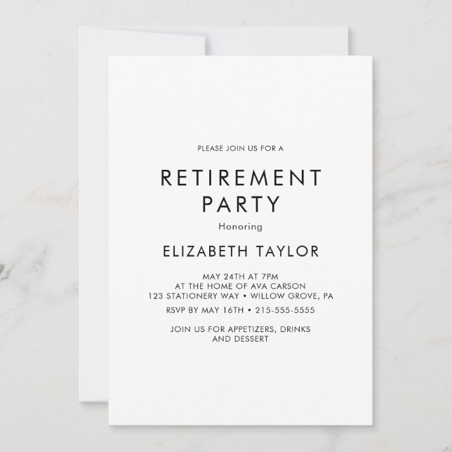Chic Typography Retirement Party Invitation (Front)