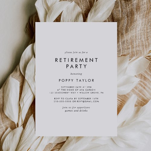 Chic Typography Retirement Party Invitation