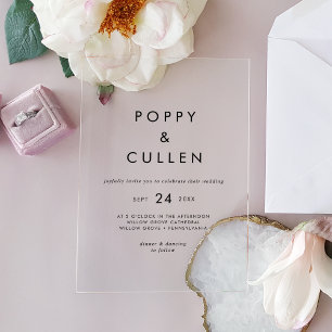 Chic Typography Rustic Modern Boho Simple Wedding Acrylic Invitations
