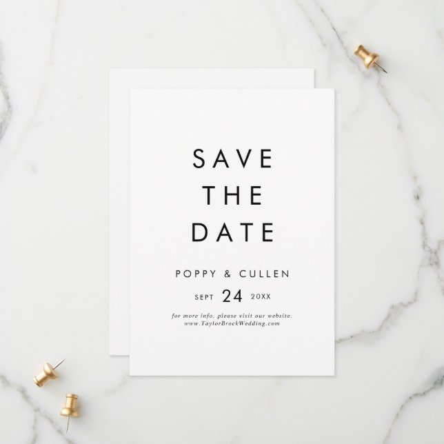 Chic Typography Save the Date Announcement Card (Front/Back In Situ)