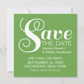 Chic Typography Save the Date Invite, Green
