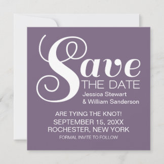 Chic Typography Save the Date Invite, Purple