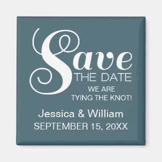 Chic Typography Save the Date Magnet, Blue Magnet