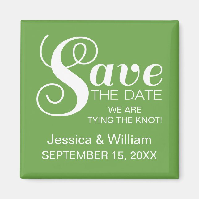 Chic Typography Save the Date Magnet, Green Magnet (Front)