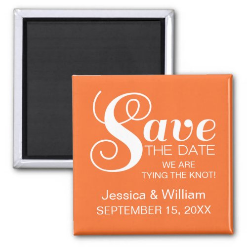 Chic Typography Save the Date Magnet Orange Magnet