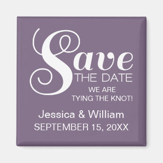 Chic Typography Save the Date Magnet, Purple Magnet