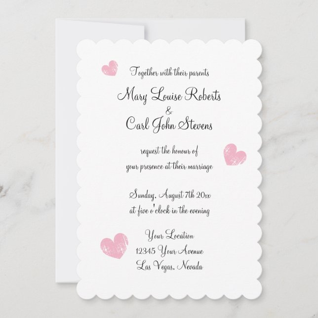 Chic typography scallop edge wedding invitation (Front)