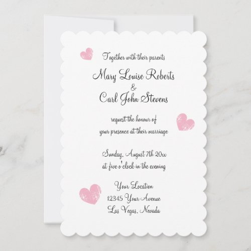 Chic typography scallop edge wedding invitation