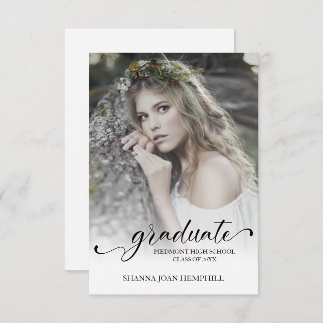 Chic Typography Script Graduate School Graduation Invitation (Front/Back)