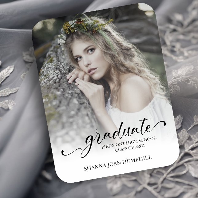 Chic Typography Script Graduate School Graduation Magnet (Chic Typography Script Graduate School Graduation Magnet.)