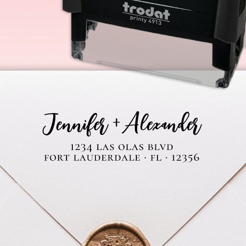 Chic Typography Script Wedding Return Address Self_inking Stamp