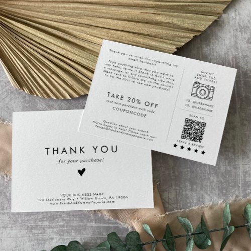 Chic Typography Small Business Thank You Order Enclosure Card