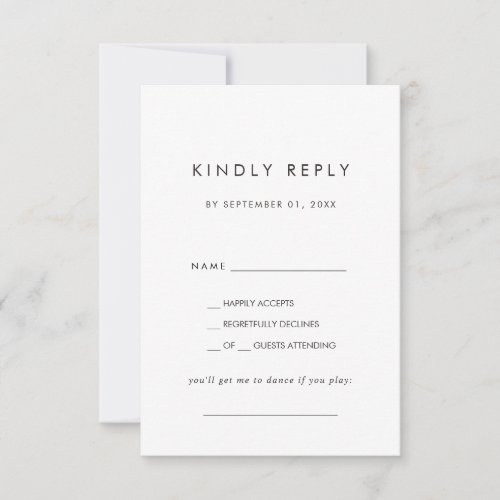 Chic Typography Song Request RSVP Card